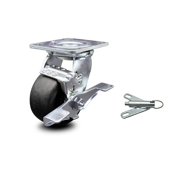 4 Inch Glass Filled Nylon Caster with Roller Bearing and Brake/Swivel Lock SCC